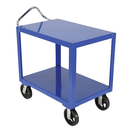 Vestil Ergo Handle Cart, Steel, 2400 lb Load Capacity, 2 Shelves, 60" L, 30" W DH-MR2-2436